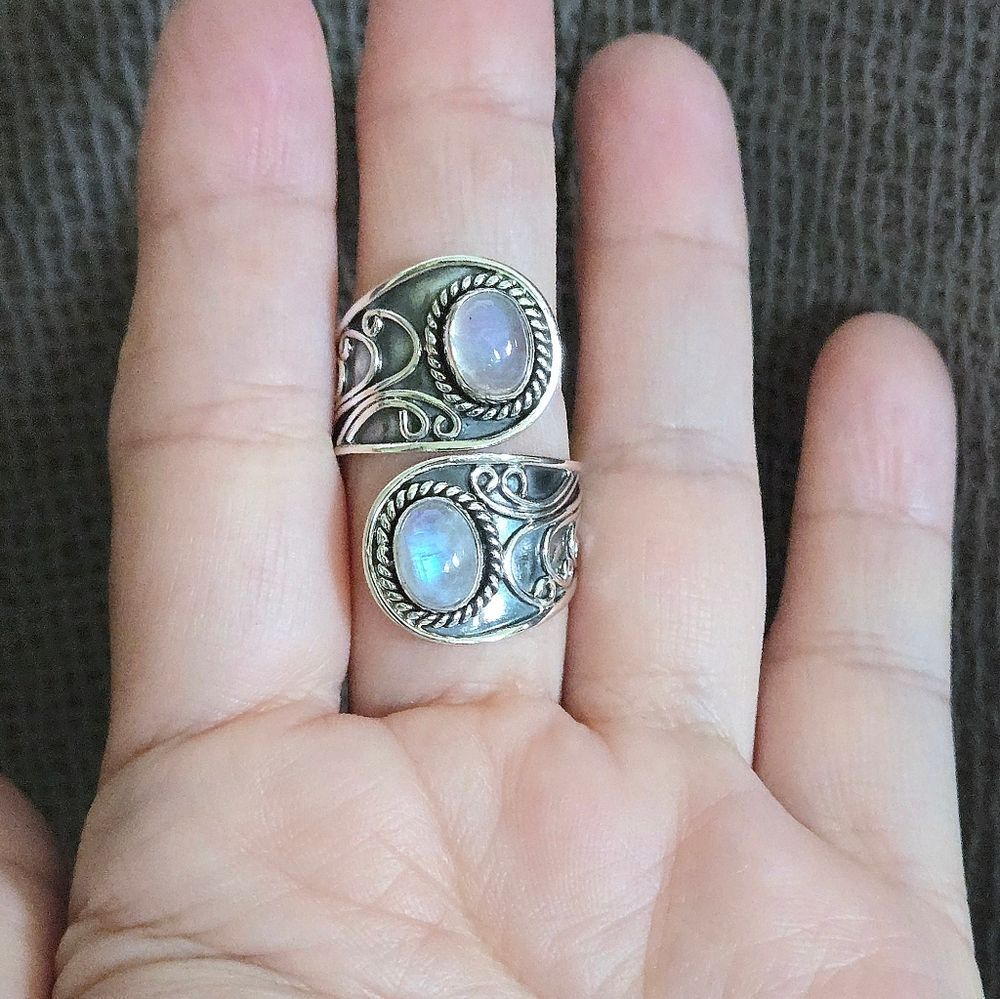 Shivam Rainbow🌈 Moonstone🌛 Bypass Ring💍 - NWT
